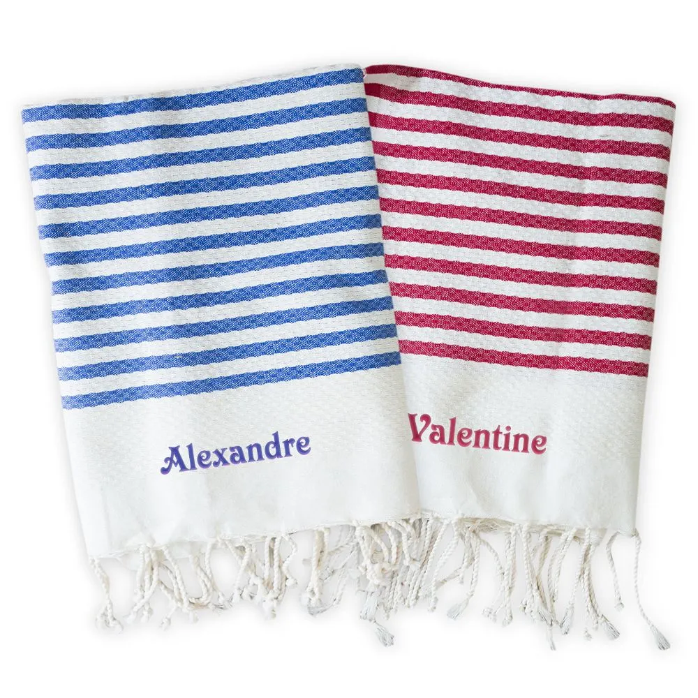 Fouta marinière brodée 