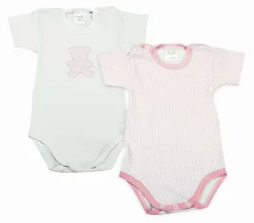Lot 2 Body bébé manches courtes - Pois roses